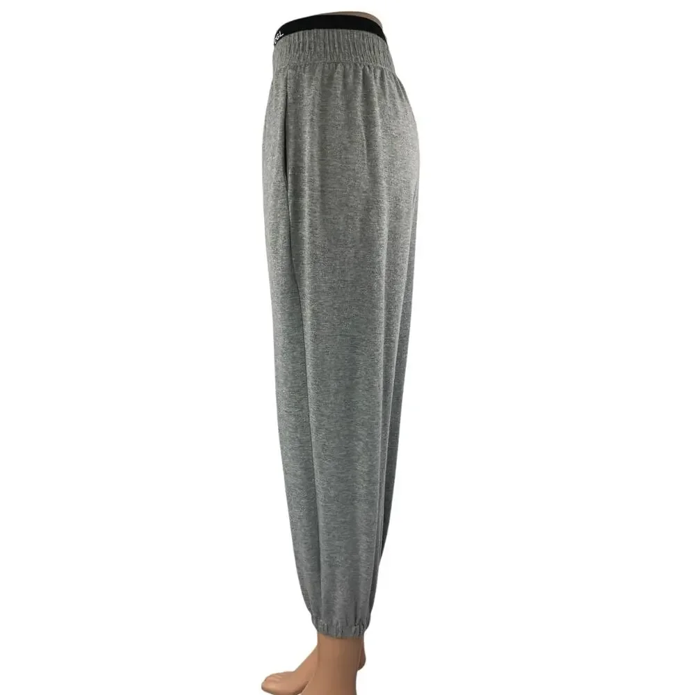 OGL Women's Gray High Rise Double Waistband Tapered Jogger Sweat Pants Size S